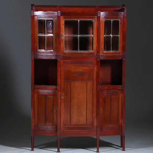 Foto 3 van Art deco kast in massief mahonie met subliem snijwerk Hollands ca 1900