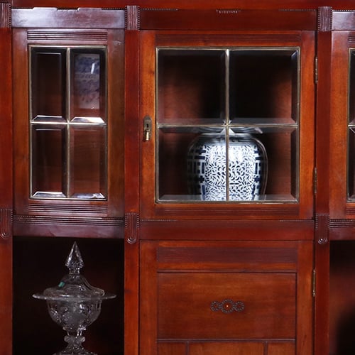 Foto 7 van Art deco kast in massief mahonie met subliem snijwerk Hollands ca 1900