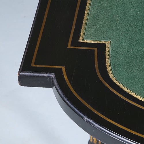 Foto 6 van Bijzonder fraaie wandtafel in wortelnoten met ebben en brons beslagen Boulle stijl ca 1910