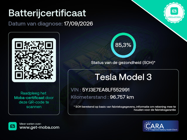 Foto 3 van Tesla Model 3 Standard RWD Plus 60 kWh PANORAMADAK/LEER+S.VERWARMING/LMV/360 CAM/CRUISE/ECC/12 MND G