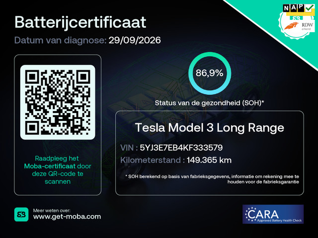 Foto 4 van Tesla Model 3 Long Range AWD 75 kWh 87% SOH Trekhaak Rijklaarprijs!