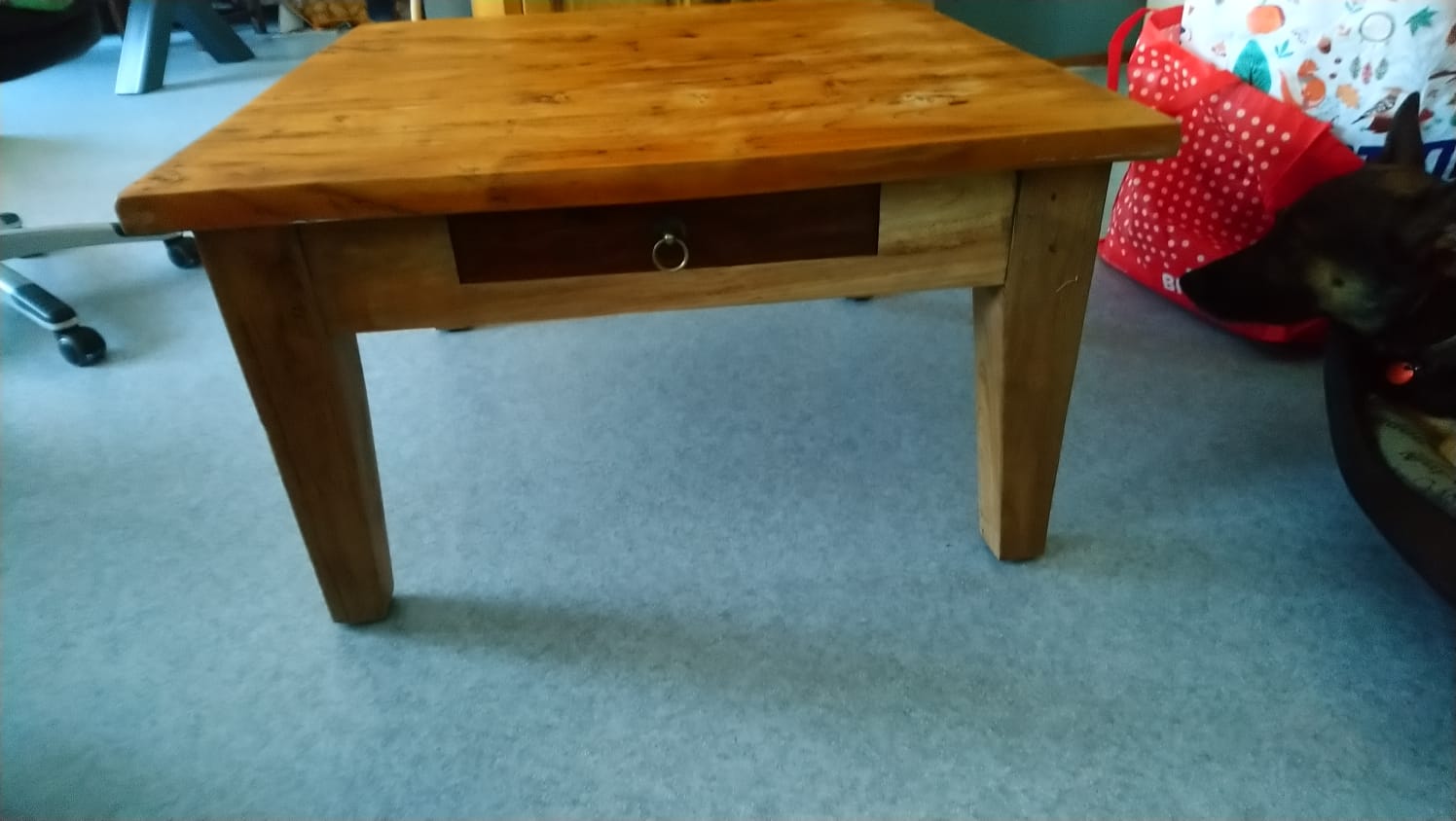 Foto 7 van Eetkamerstoelen met biezenmatten + bijpassende tafel van 190 x 80 x 8 Cm. dik