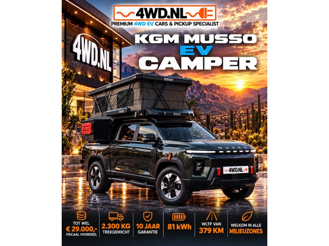 KGM MUSSO Camper EV 4WD - 81KWh -WLTP 379 KM - OPBOUW NAAR WENS totaal v.a € 59000 excl btw Ideale v