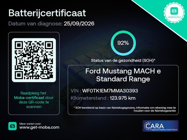 Foto 10 van Ford Mustang Mach-E RWD 75 kWh | SOH 92% | Trekhaak | 360 Camera | CarPlay | Bang en Olufsen | Stoel